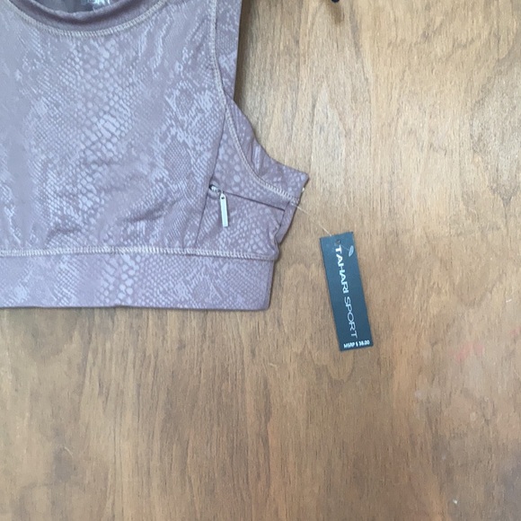 Relisted Tahari Sport tan snakeskin print animal print sports bra S M L - Picture 12 of 16